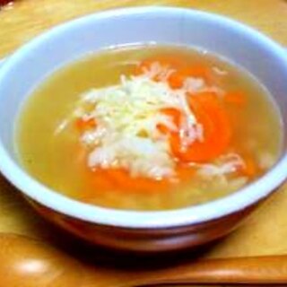 リゾット風、スープの残りで簡単美味しい。